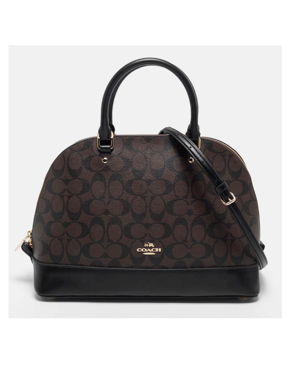Coach Sierra Large Brown and Black Signature Dome Doctors Bag Satchel Crossbody